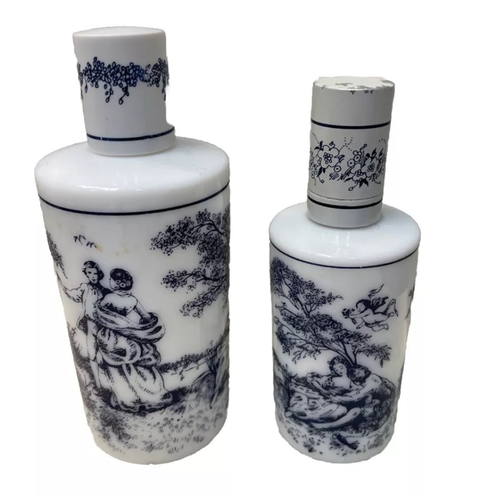 Vintage Set 2 Tuvache Rivarie Cologne Body Lotion Navy Bottle Perfume collector